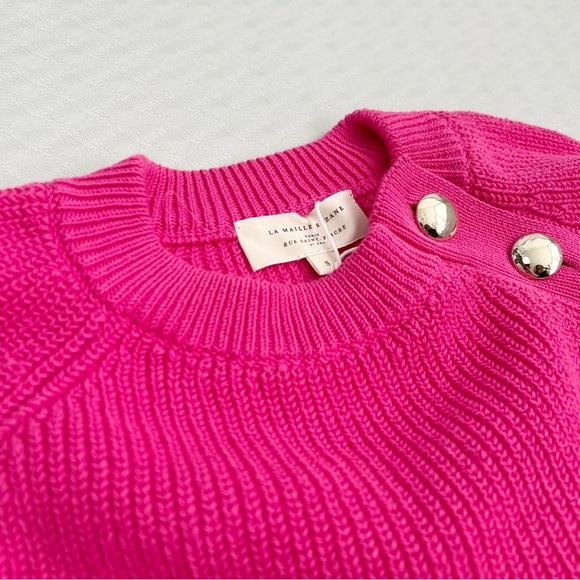 sezane • gary sweater pink creation magnolia button neck 100% organic cotton • s - Picture 10 of 10